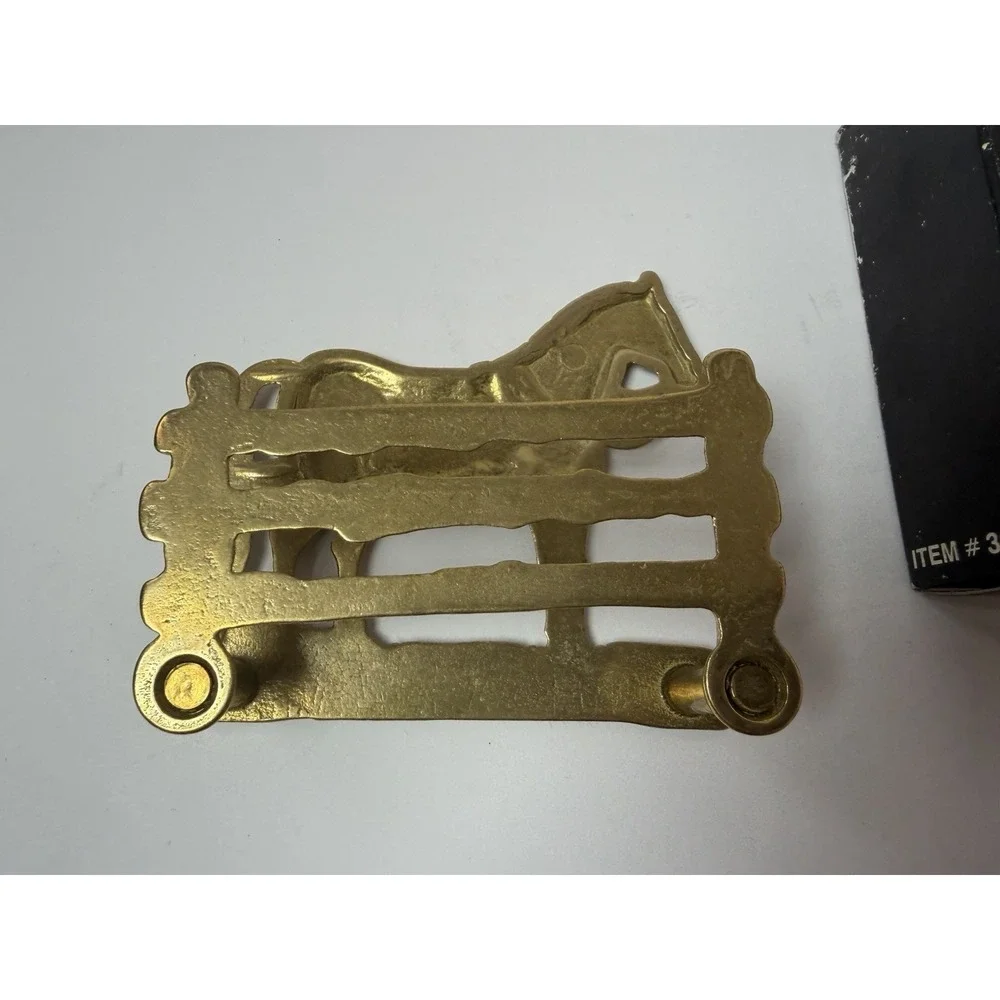 Brass Horse Letter Napkin Holder Business‎ Cards Desk Organizer Made Italy
